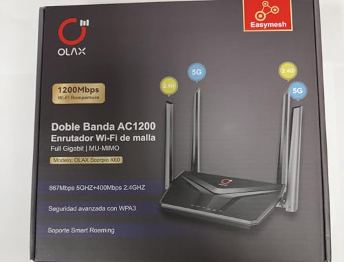 OLAX Scorpio X60 AC1200 Dual Band WiFi Router, 1200Mbps Wireless Mesh Router with MU-MIMO, Full Gigabit, WPA3 Security, Paren