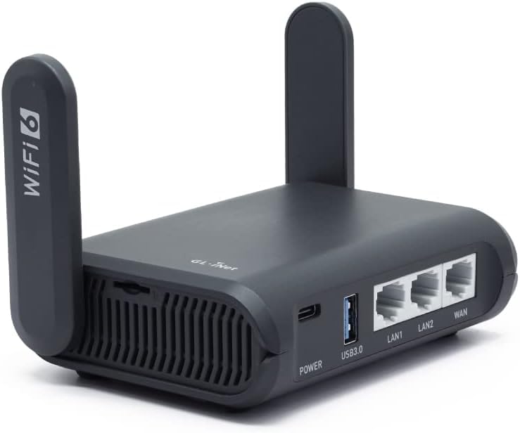 GL.iNet GL-AXT1800 Slate AX Pocket-Sized Wi-Fi 6 Travel Router with VPN | Dual-band Wi-Fi 6 speeds up to 1800 Mbps, MU-MIMO and OFDMA, connects up to 120 devices simultaneously