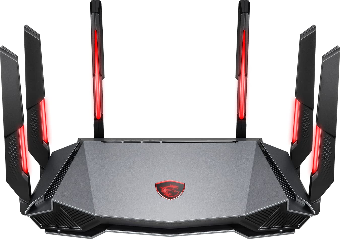 MSI Radix AXE6600 WiFi 6E Tri-Band Gaming Router, AI QoS, RGB, 1.8GHz Quad-Core Processor, MU-MIMO, Tri Band Gigabit Wireless, 8-Stream, High Speed Long Range Gaming Router